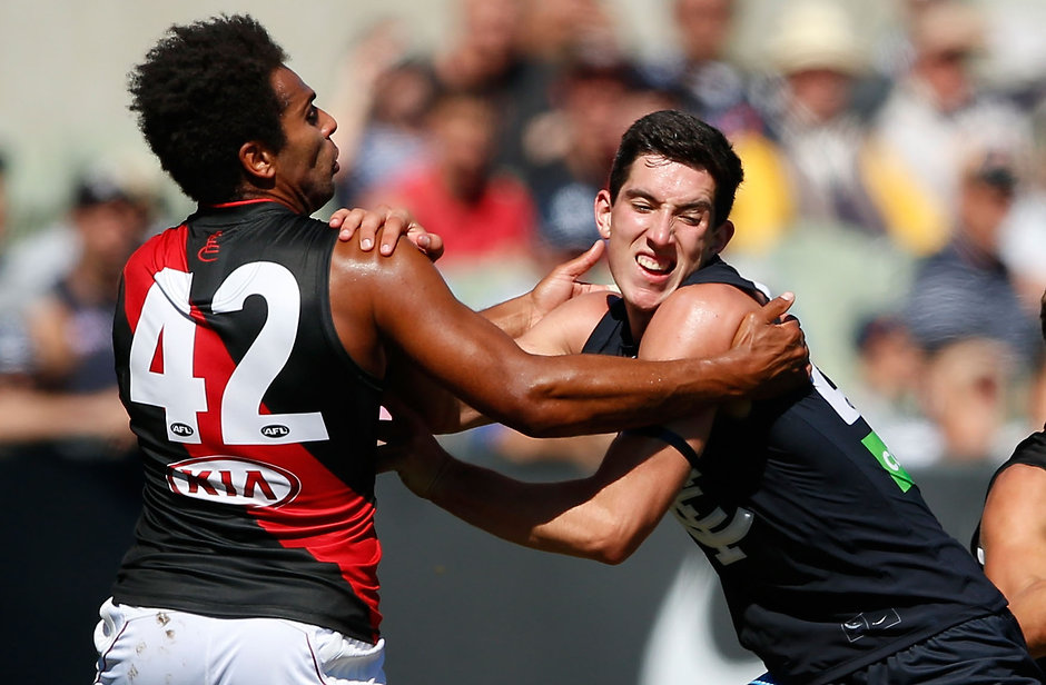 AFL 2016 NAB Challenge - Carlton v Essendon Jacob Weitering was outstanding in his first NAB Challenge match against Essendon - ${keywords}